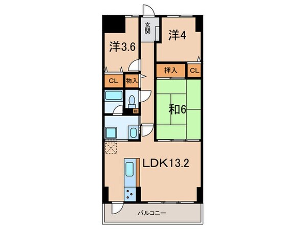 ﾗｲｵﾝｽﾞﾏﾝｼｮﾝ加古川ﾘﾊﾞｰｻｲﾄﾞ(503)の物件間取画像